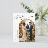 Elegante minimalistische trouwfoto bedankt briefkaart (Staand voorkant)