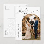 Elegante minimalistische trouwfoto bedankt briefkaart (Voorkant / Achterkant)