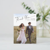 Elegante minimalistische trouwfoto bedankt briefkaart (Staand voorkant)