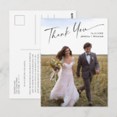 Elegante minimalistische trouwfoto bedankt briefkaart (Voorkant / Achterkant)