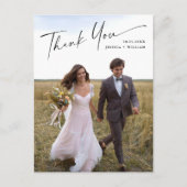 Elegante minimalistische trouwfoto bedankt briefkaart (Voorkant)