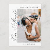 Elegante minimalistische trouwfoto bedankt briefkaart (Voorkant)
