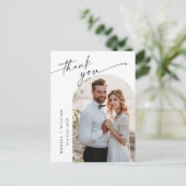 Elegante minimalistische trouwfoto bedankt briefkaart (Staand voorkant)