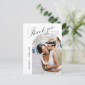 Elegante minimalistische trouwfoto bedankt briefkaart (Staand voorkant)