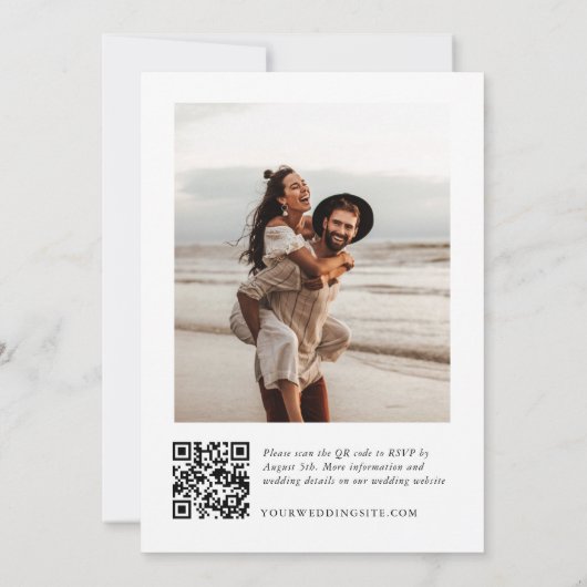 Elegante minimalistische trouwfoto QR-code 2 FOTO Kaart (Achterkant)