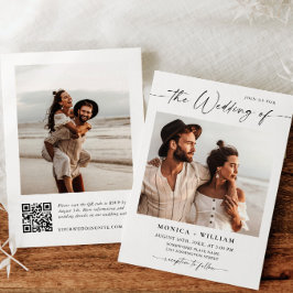 Elegante minimalistische trouwfoto QR-code 2 FOTO Kaart
