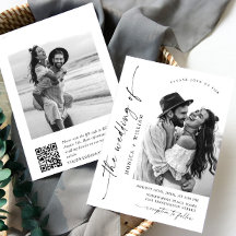 Elegante minimalistische trouwfoto QR-code 2 FOTO