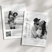Elegante minimalistische trouwfoto QR-code 2 FOTO Kaart