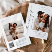 Elegante minimalistische trouwfoto QR-code 2 FOTO Kaart