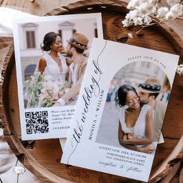 Elegante minimalistische trouwfoto QR-code 2 FOTO Kaart