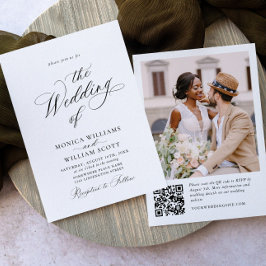 Elegante minimalistische trouwfoto QR-code FOTO Kaart