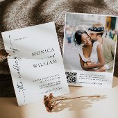 Elegante minimalistische trouwfoto QR-code Kaart