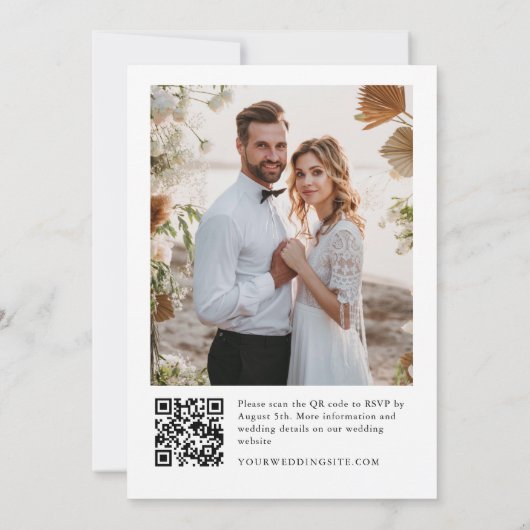 Elegante minimalistische trouwfoto QR-code Kaart (Achterkant)