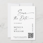 Elegante minimalistische trouwfoto QR-code Save The Date (Voorkant)