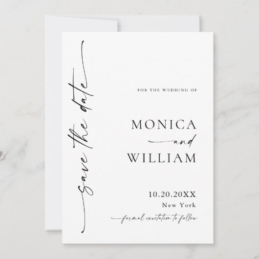 Elegante minimalistische trouwfoto QR-code Save The Date (Voorkant)