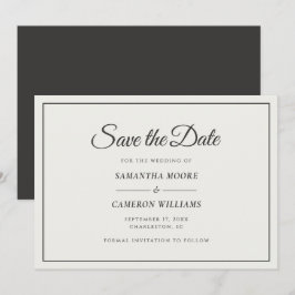 Elegante Minimalistische Trouwjurk Crème & Zachtzw Save The Date