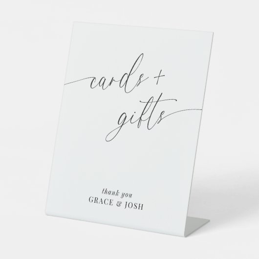 Elegante minimalistische trouwkaarten en geschenke reclamebord met voetstuk (Voorkant)