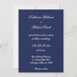 Elegante minimalistische trouwkaarten in marinebla kaart