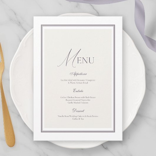 Elegante Minimalistische Trouwmenu Kaart