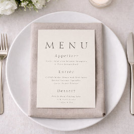 Elegante Minimalistische Trouwmenu Kaart