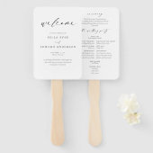 Elegante minimalistische trouwprogramma hand fan handwaaier (Voorkant en achterkant)
