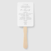 Elegante minimalistische trouwprogramma hand fan handwaaier (Achterkant)
