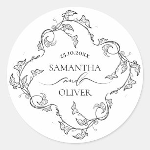 Elegante Minimalistische Trouwsticker Ronde Sticker