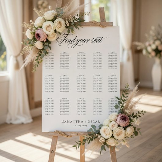 Elegante Minimalistische Trouwstoelindeling Poster