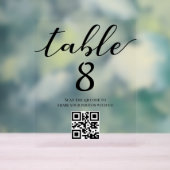 Elegante minimalistische trouwtafel nummer QR-code Acryl Bord (Neutraal)