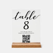 Elegante minimalistische trouwtafel nummer QR-code Acryl Bord (Voorkant)