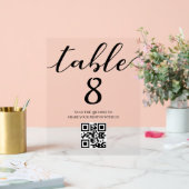 Elegante minimalistische trouwtafel nummer QR-code Acryl Bord (Huwelijk)