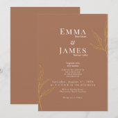 Elegante Minimalistische Trouwuitnodiging | Modern Kaart (Voorkant / Achterkant)