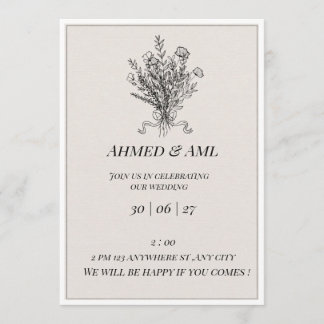 Elegante Minimalistische Trouwuitnodiging Template Kaart