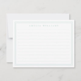 Elegante Minimalistische Turquoise Twee Rand Gelin Notitiekaartje