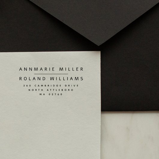 Elegante minimalistische twee achternamen retourad  zelfinktende stempel