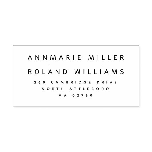 Elegante minimalistische twee achternamen retourad zelfinktende stempel (Design)