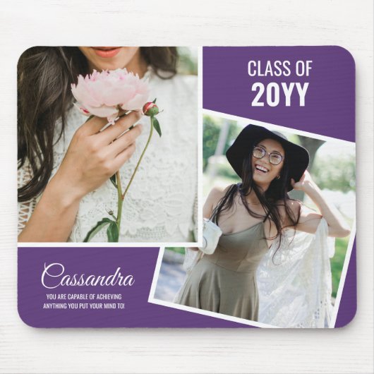 Elegante minimalistische twee foto Afstuderen Afst Muismat (Voorkant)