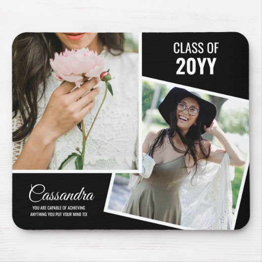 Elegante minimalistische twee foto Afstuderen Afst Muismat (Voorkant)