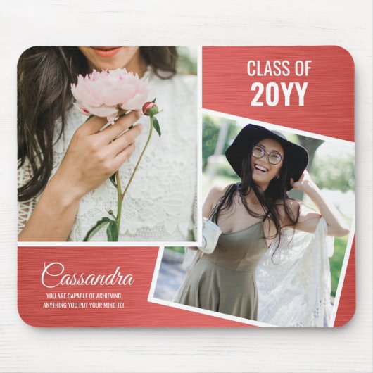 Elegante minimalistische twee foto Afstuderen Afst Muismat (Voorkant)