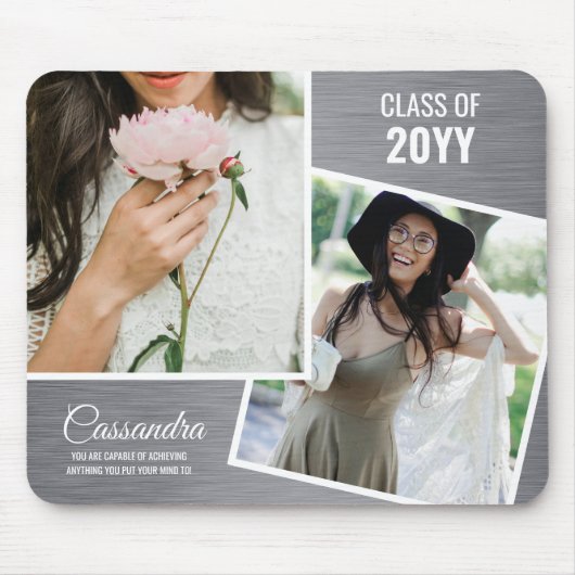 Elegante minimalistische twee foto Afstuderen Afst Muismat (Voorkant)