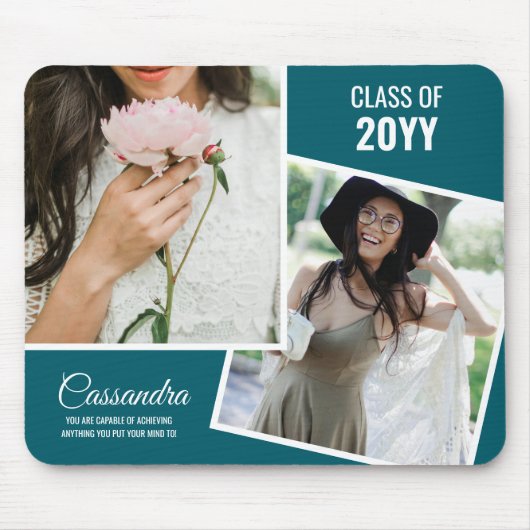 Elegante minimalistische twee foto Afstuderen Afst Muismat (Voorkant)