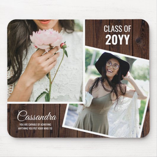 Elegante minimalistische twee foto Afstuderen Afst Muismat (Voorkant)
