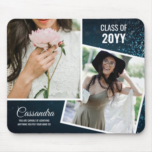 Elegante minimalistische twee foto Afstuderen Afst Muismat (Voorkant)