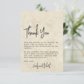 Elegante minimalistische typografie foto bruiloft bedankkaart (Staand voorkant)