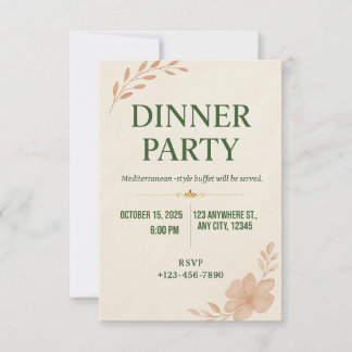Elegante Minimalistische Uitnodiging voor Dinerfee