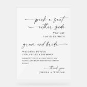 Elegante minimalistische unplugged bruiloft ceremo acryl bord (Voorkant)