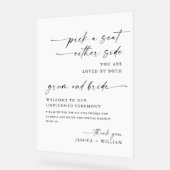 Elegante minimalistische unplugged bruiloft ceremo acryl bord (Hoek)