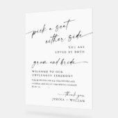 Elegante minimalistische unplugged bruiloft ceremo acryl bord (Hoek)