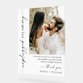 Elegante minimalistische unplugged bruiloft ceremo acryl bord (Hoek)