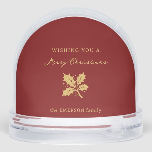 Elegante minimalistische vakantiefoto Snow Wereldb Sneeuwbol (Achterkant)